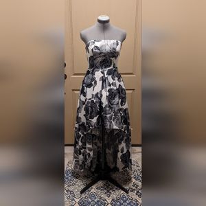 Gorgeous Asymmetrical Ball Gown with Black and White Roses
